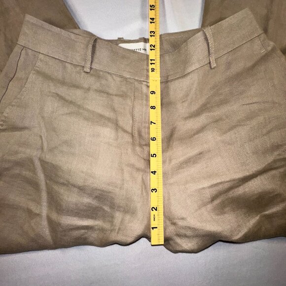 Lafayette 148 NYC - 100% Linen Cropped Palazzo Pants Khaki Tan Sz 10 MSRP $1298 - Picture 9 of 12